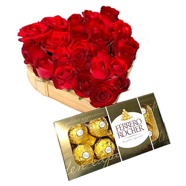 Coração de Rosas com Chocolate